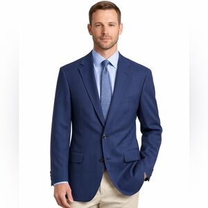 Hugo Boss Reda Super 110 Blue Sport Coat with Notched Lapel